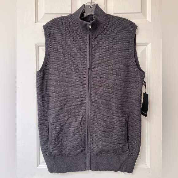 NWT Harrison Davis Men’s Knit Full-Zip Sweater Vest M Charcoal Grey - Picture 2 of 11